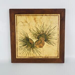 Vintage MCM Romany Spartan Italian Ceramic Tlle Wood Framed Trivet 9 3/4”